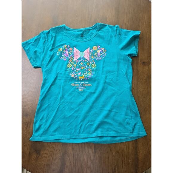 Disney Parks EPCOT 2017 Flower and Garden Festival T Shirt Adult L Teal Green - Picture 1 of 16